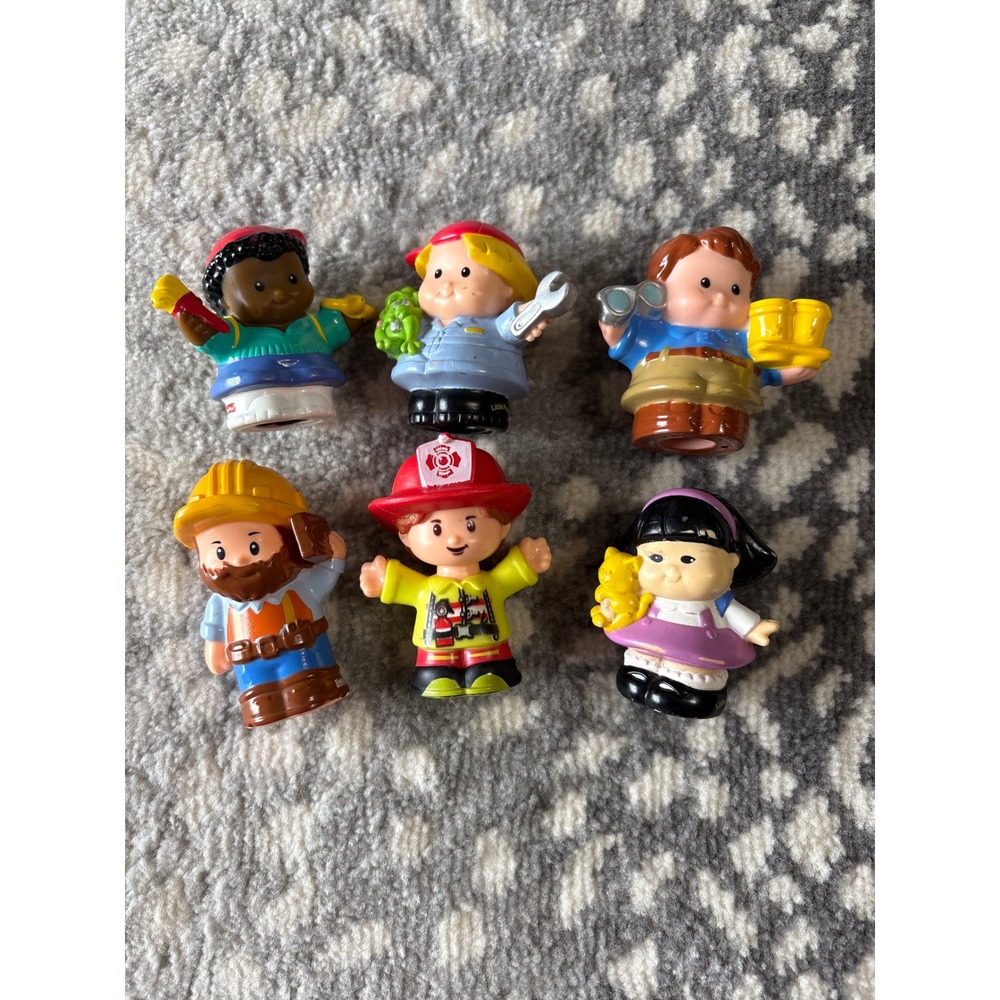 Fisher Price Little People Figures 6 pcs Fireman Construction Mechanic Painter